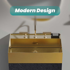 20"x14" Integrated Brushed Gold Stainless Steel Sink