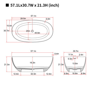 57'' Freestanding Bathtub Resin Stone Soaking Bathtub