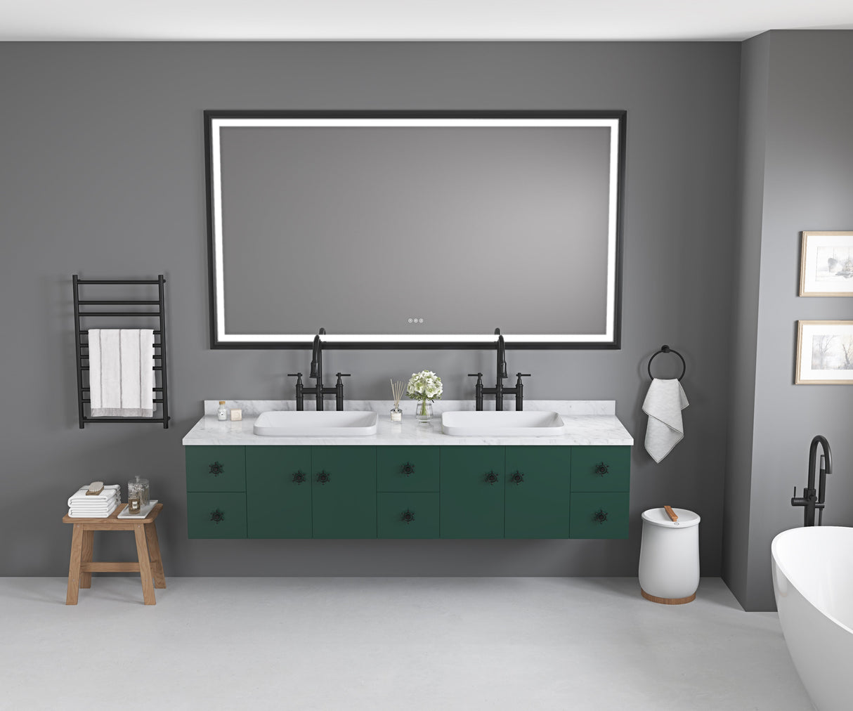 84 x 48 Inch LED Bathroom Mirror with Aluminum Frame