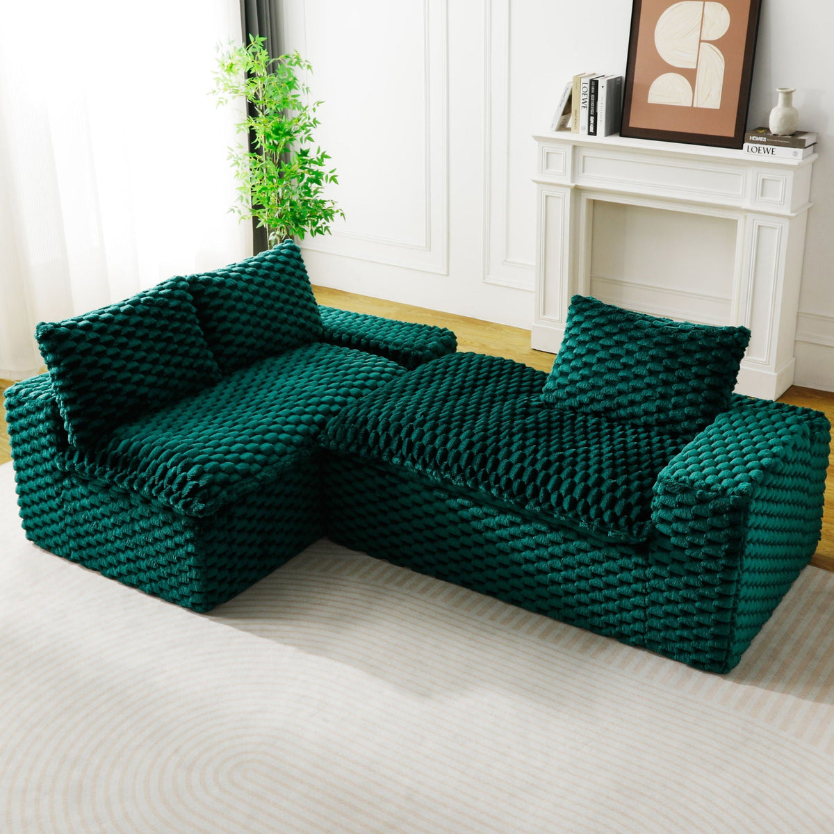 Modular Sofa, Convertible Twin Seat With Chaise Lounge