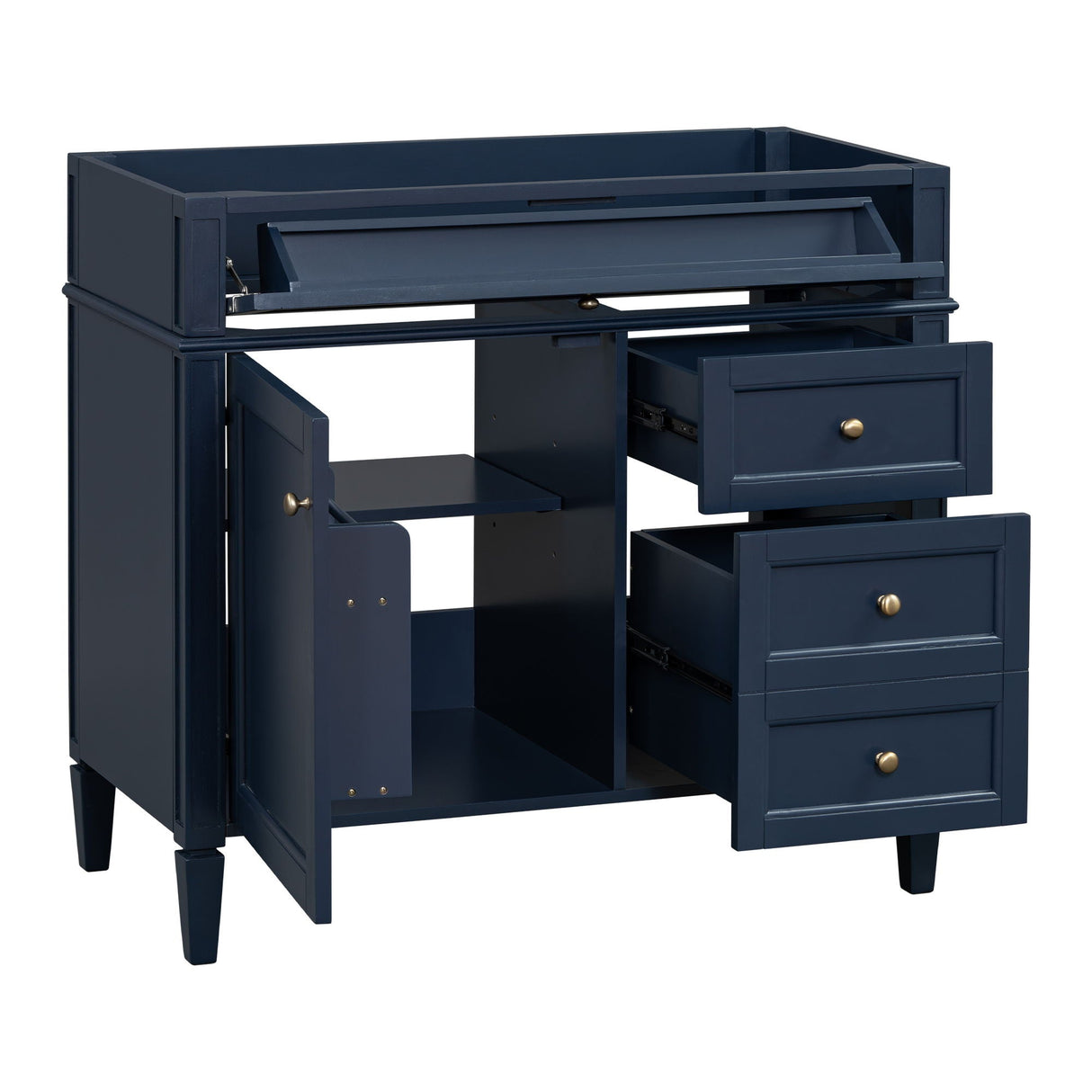 Bathroom Vanity With 2 Drawers And Tip-Out Drawer, Storage Cabinet