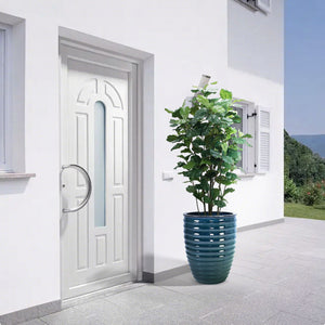 Dark Green Ceramic Flowerpot Planter with Drainage - Patio, Garden, Windowsill