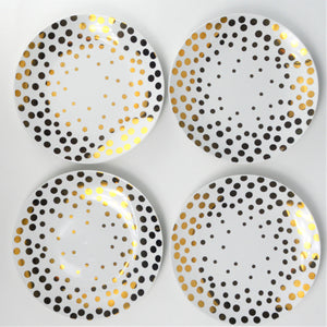 Echo 4-Piece Gold-Polka Dot Coupe Accent Plate Set