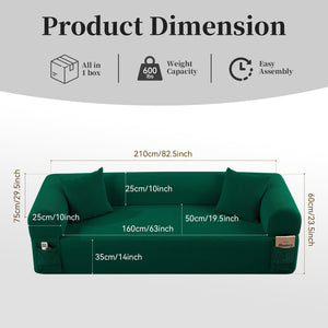 Spring Sofa with High-Quality Fabric in Green
