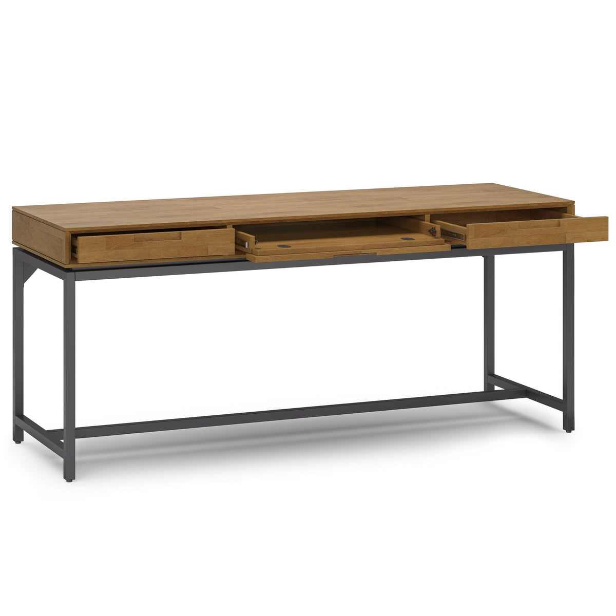 Mid Century Wide Writing Desk with Three Drawers - Multiple Colors