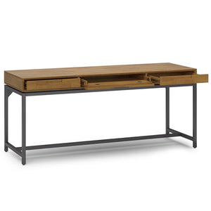Mid Century Wide Writing Desk with Three Drawers - Multiple Colors