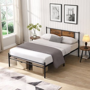California King Bed Frame - Stylish Design with Wood Panel Headboard