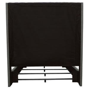 California King Upholstered Panel Bed With Tufted Headboard - Gray