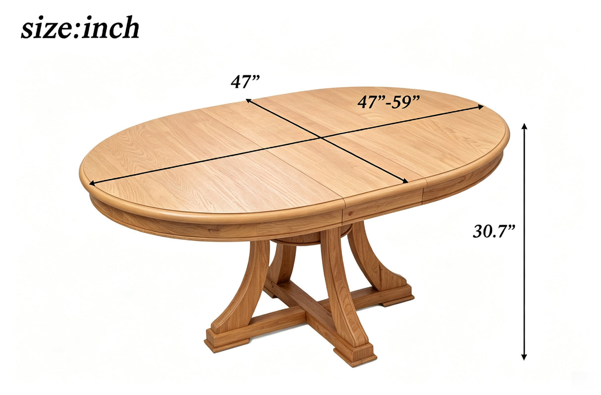 Extendable Round Rubber Wood Dining Table
