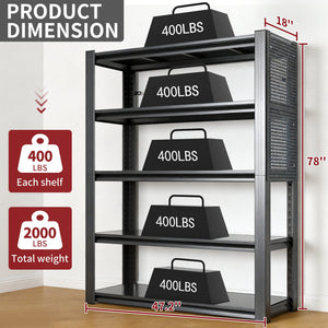 78"H 5-Tier Adjustable Heavy-Duty Storage Shelving Unit