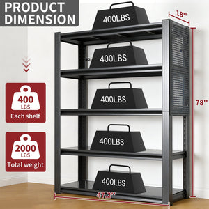78"H 5-Tier Adjustable Heavy-Duty Storage Shelving Unit