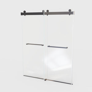 Frameless Double Sliding Soft-Close Shower Door, 3 / 8" (10Mm) Thick SGCC Tempered Glass Door, Matte