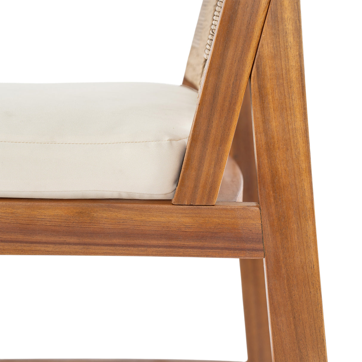 4 Pieces Natural Outdoor Bar Stool Set - Solid Acacia Wood and Woven Wicker