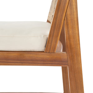 4 Pieces Natural Outdoor Bar Stool Set - Solid Acacia Wood and Woven Wicker