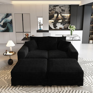 Convertible Deep Seat Sofa With Soft Pillows And Ottomans