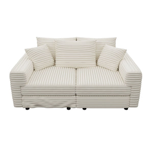 Deep Seat Convertible Sofa With Soft Pillows And Ottomans