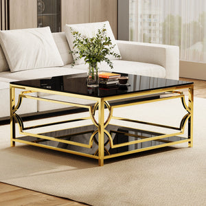 Square Glass Coffee Table in 33.5"