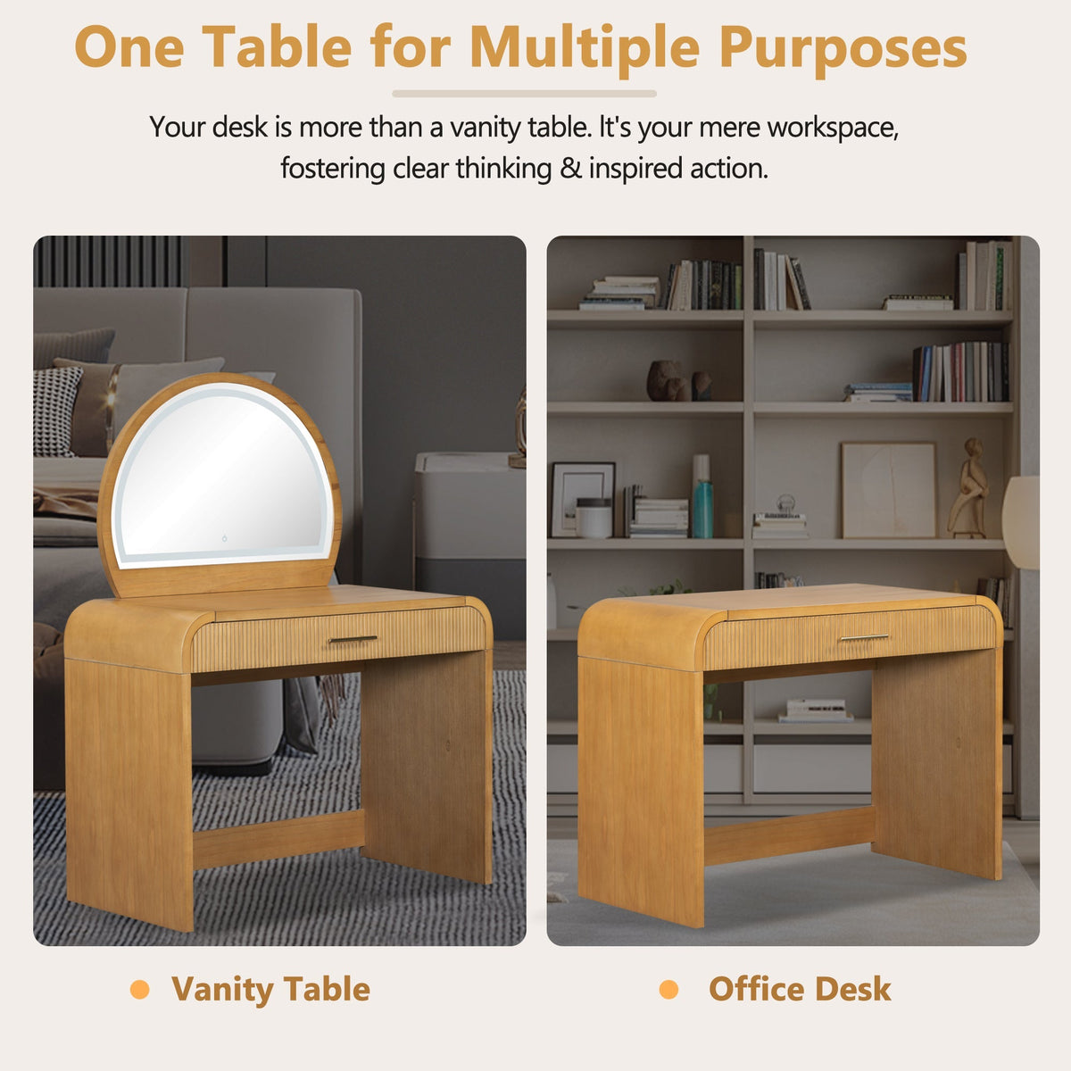 39" Makeup Vanity Table with Mirror Touch Screen Lighted Mirror