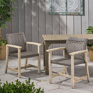 Outdoor Dining Chair Acacia Wood Frame (Set of 2)