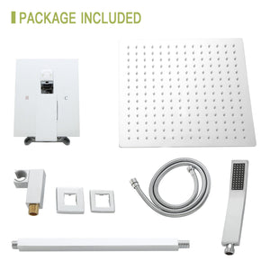Modern Dual Shower Head System With 16" Ceiling Mount Finish, Stainless Steel And Brass