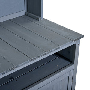 TOPMAX Large Fir Wood Potting Bench with Hutch and Storage
