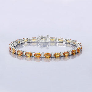 12.33 Carat Genuine Orange Sapphire and White Diamond 14K White Gold Bracelet