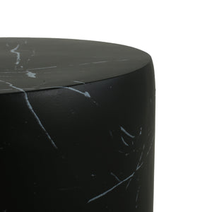 Contemporary Outdoor Lightweight Concrete MGO Side/End Table with Black Marble Finish