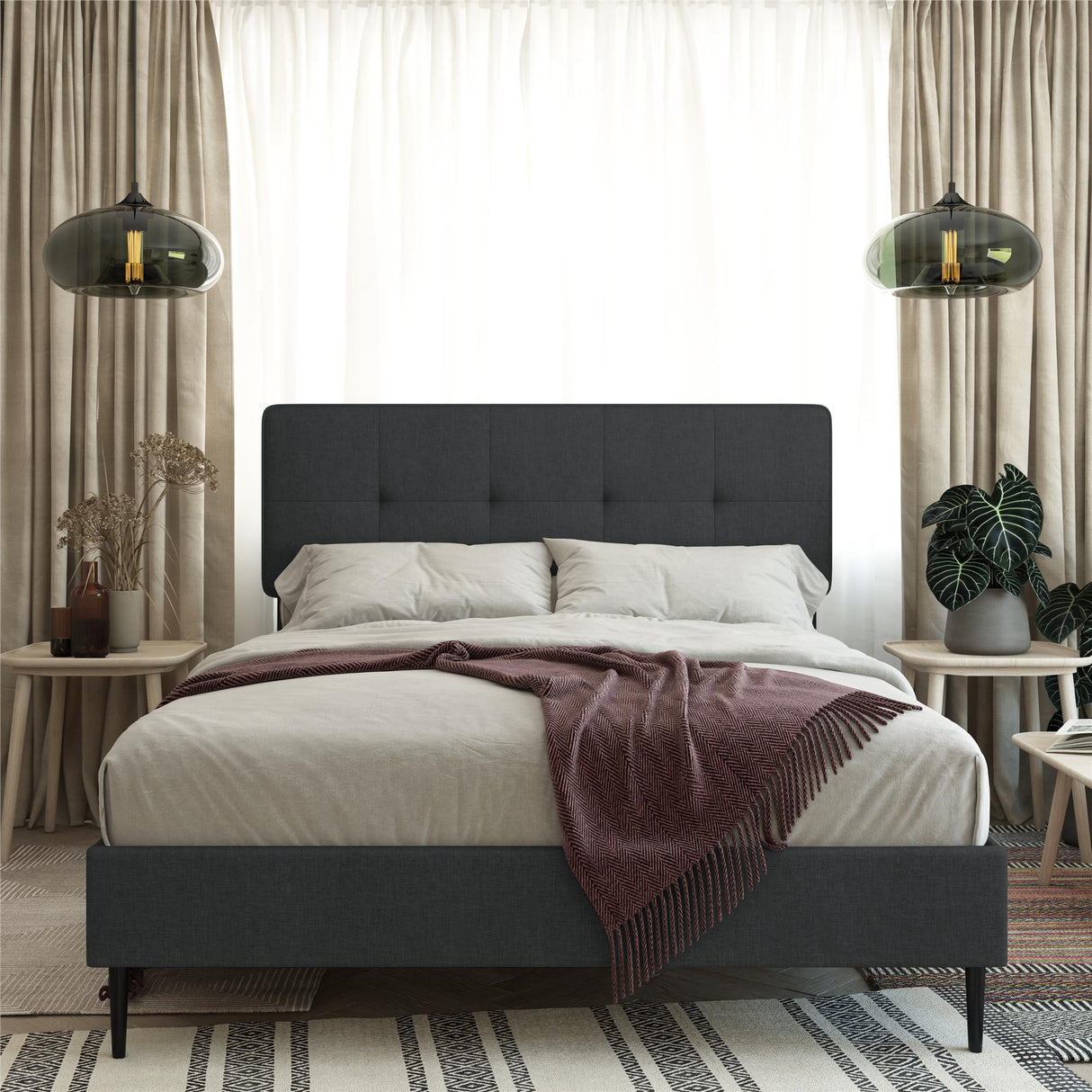 Tyler - Full Upholstered Bed - Dark Gray