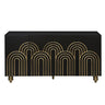 Modern Fluted Sideboard Buffet With Storage, Curve Element, 4 Doors With Adjustable Shelves