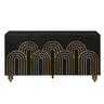Modern Fluted Sideboard Buffet With Storage, Curve Element, 4 Doors With Adjustable Shelves