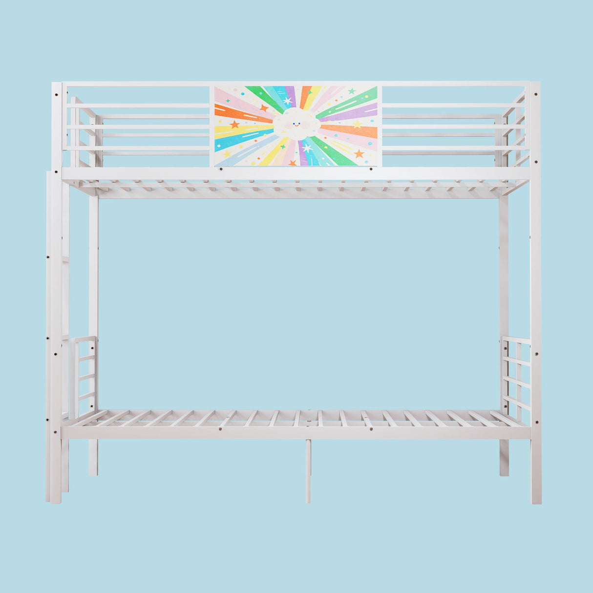 Bunk Bed, Convertible To 2 Separate Twin Size Beds & Full Length Guardrail & Ladder, No Box Spring Needed - White