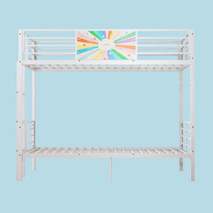 Bunk Bed, Convertible To 2 Separate Twin Size Beds & Full Length Guardrail & Ladder, No Box Spring Needed - White