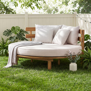 TOPMAX Outdoor Acacia Wood Round Daybed