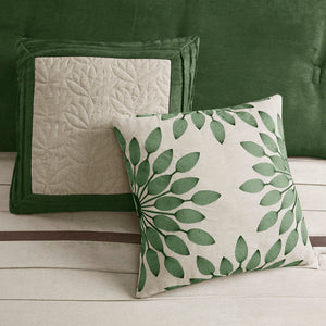 7 Piece Faux Suede Comforter Set with Hypoallergenic Filling - Green Queen