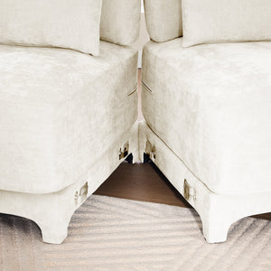 Elegant Four-Seater Sofa with Movable Ottoman and Lumbar Pillow