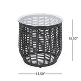 Boho ARIAS Side Table with Tempered Glass Top and Rattan Wrap