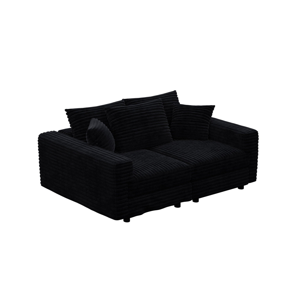 Deep Seat Convertible Sofa With Soft Pillows And Ottomans