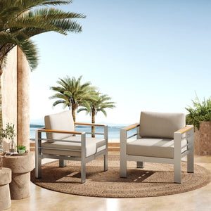 Cora Outdoor Aluminum Club Chair Set with Cushions