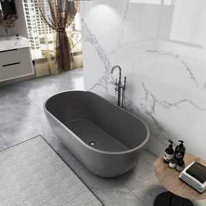 59 Inch Solid Surface Oval Freestanding Bathtub
