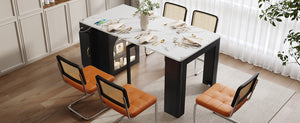 TREXM Extendable Dining Table with 3 Removable Leaves