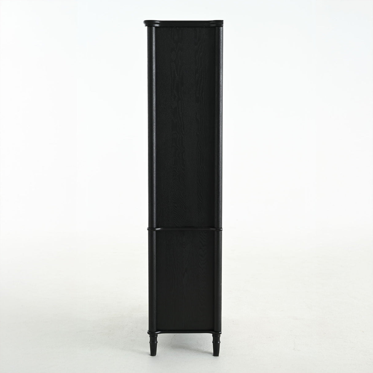 Vintage Display Cabinet With Double Glass Doors, Traditional Style For Collectibles, Ash Wood Veneer, 73.25" Tall - Black / Natural