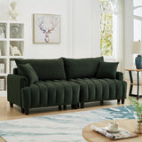 83'' Futon Sofa Bed with Polyester Fabric and 2 PillowsDark Green