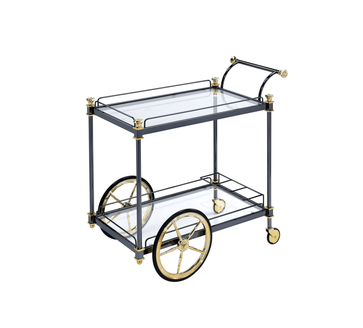 Cyrus Clear Glass Serving Cart - Black / Gold