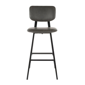 Foundry - Contemporary Barstool Zig Zag Stitching (Set of 2) - Black / Gray