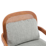 Elliston Rattan Backrest Solid Wood Accent Chair with Cushions, Set of 2