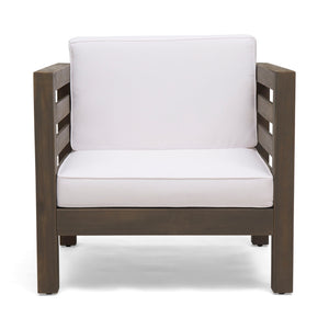 Outdoor Acacia Wood Patio Chair With Fabric Cushion