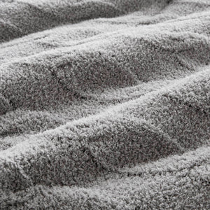 3 Pieces Full/Queen Cable Knit Chenille Comforter Set Gray