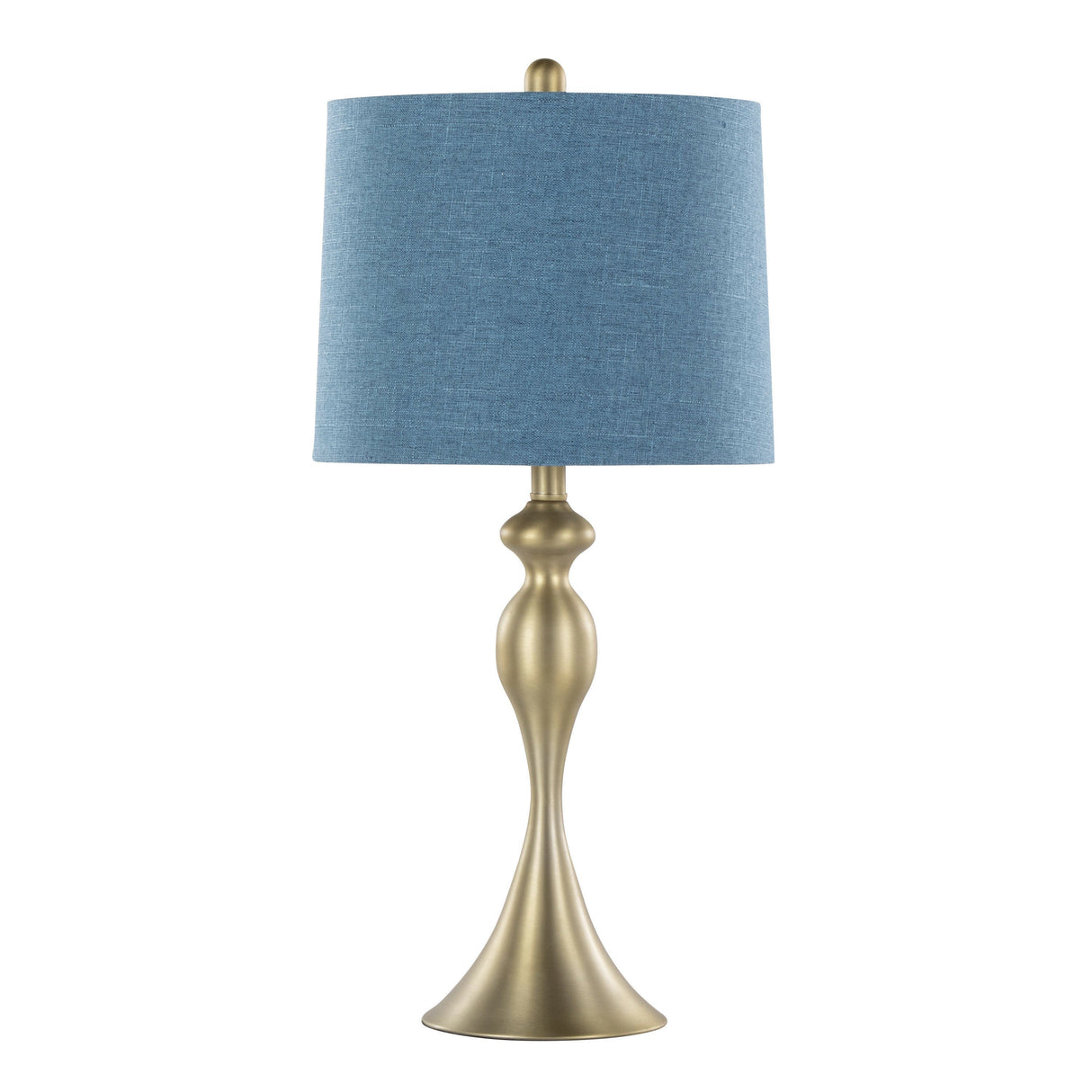 Ashland 27" Contemporary Metal Table Lamp Set in Gold with Linen Shades