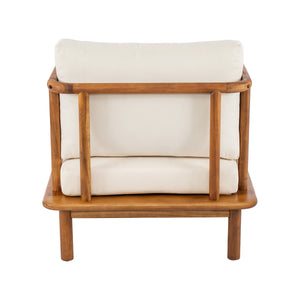 Canape 4-Pieces Acacia Conversation Set with Cream Cushion, Teak