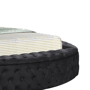 Hazel - Queen Size Tufted Storage Bed & Bluetooth Speakers, USB Port - Black